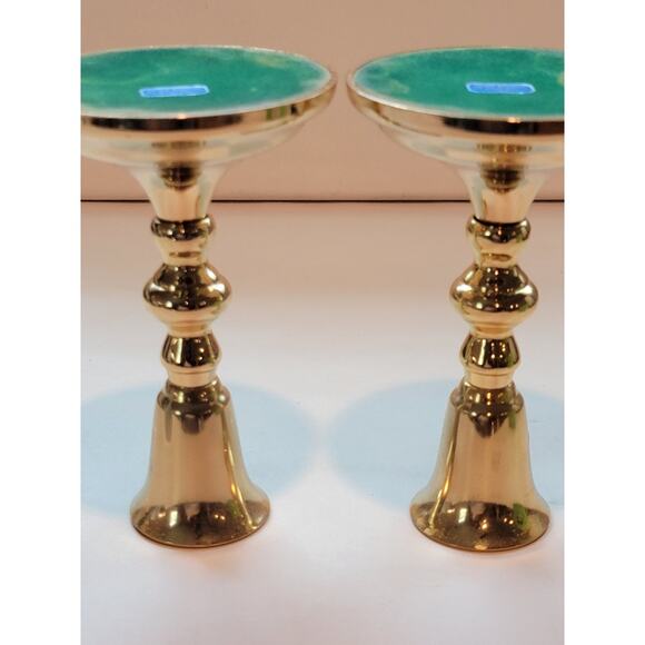 Vintage Brass Candleholder Pair Made in Japan 6" Tarnish Resistant Taper Candles - Picture 6 of 12